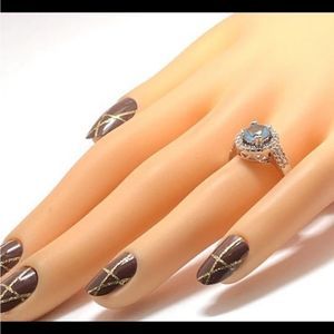 1.25ctw Sky Blue Topaz & White Sapphire Ring Size 7